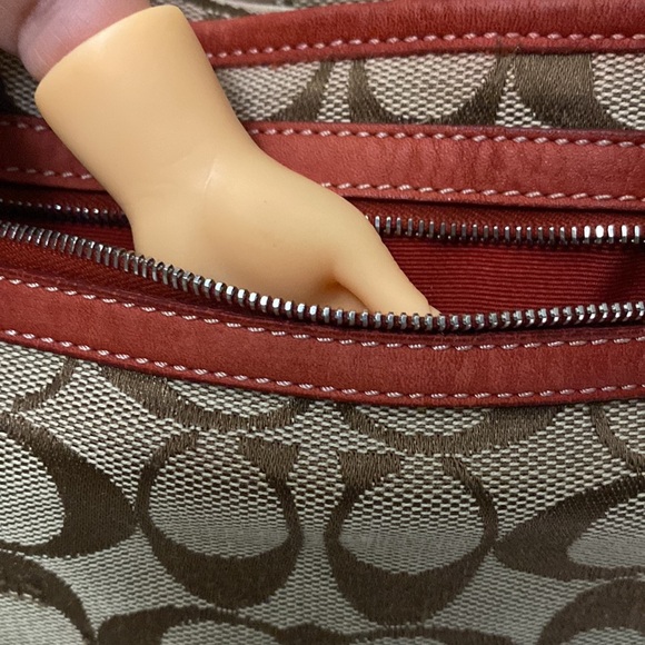 Coach Signature Soho Hobo Shoulder
Bag Red Tan Monogram K1K-6070 - Picture 9 of 13